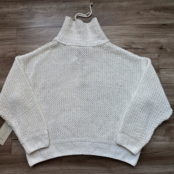 JOIE Cross Stitch Silver Sparkle Cream Knit Pullover Sweater Women’s Sz L NWT - Picture 6 of 11